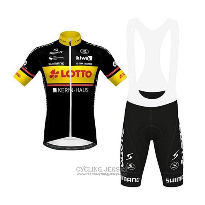 2020 Cycling Jersey Lotto-kern Haus Black Yellow Short Sleeve And Bib Short